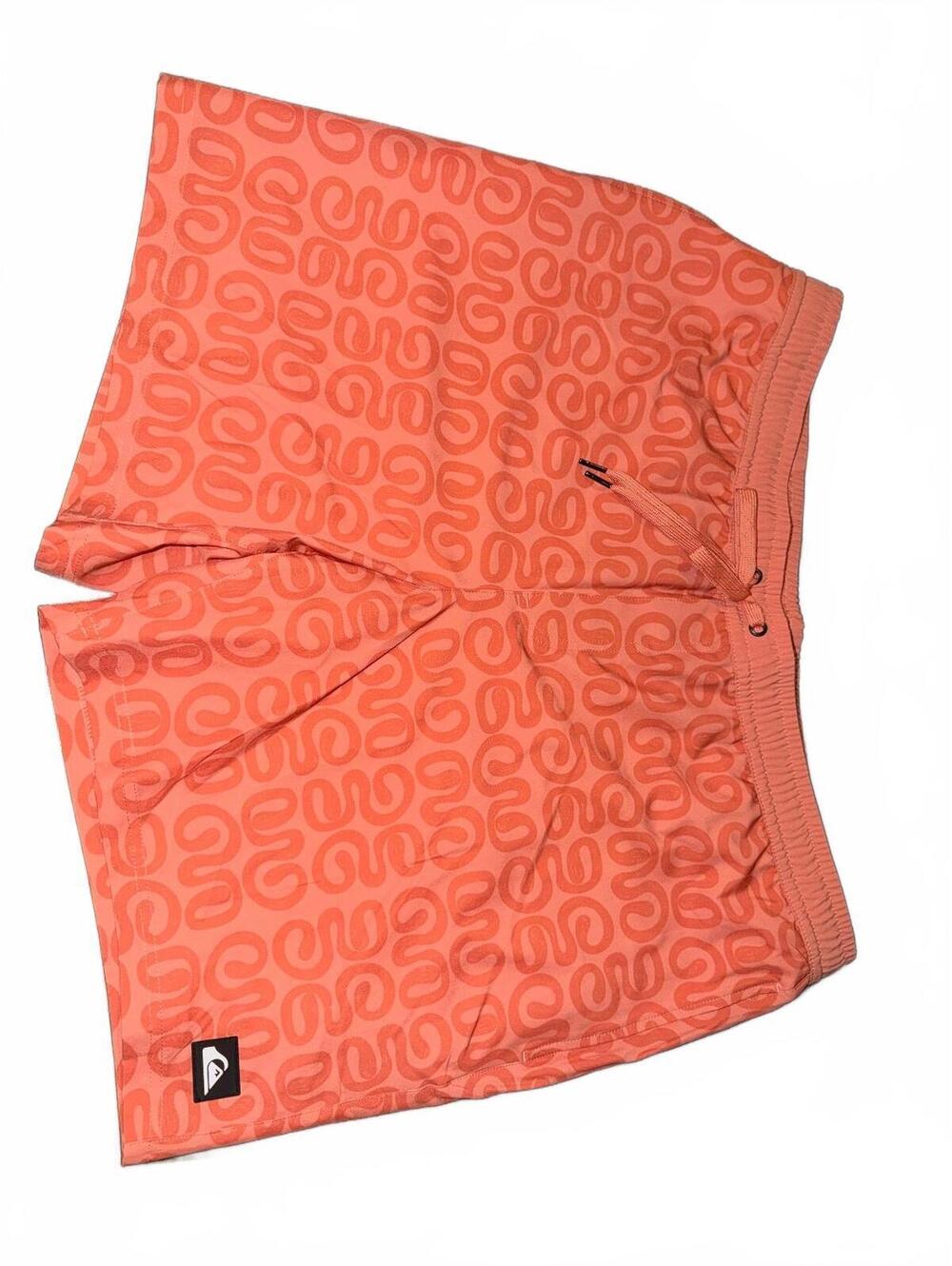 Quiksilver Men's Coral Orange Patterned Swim Trunks
